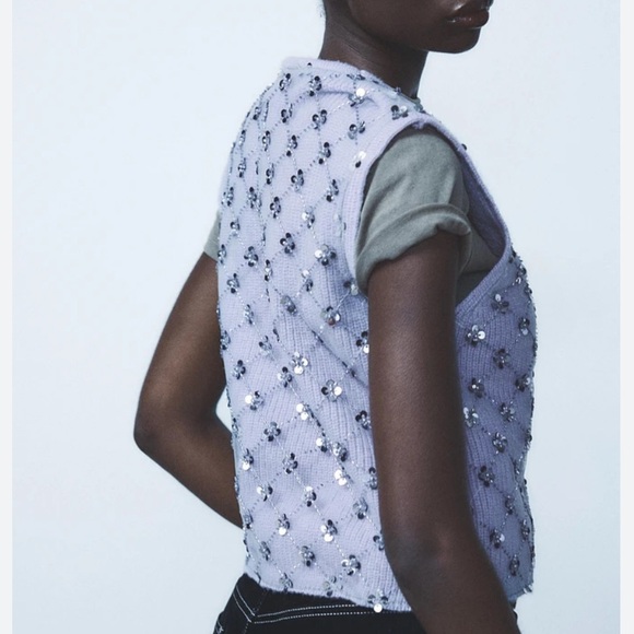 Zara NWT beaded knit vest top 5063/827 - Picture 6 of 9